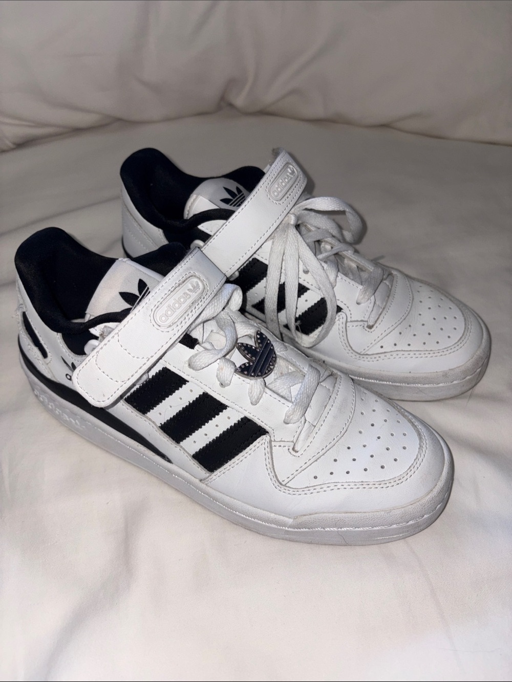 adidas womens White and Black Strap Sneakers